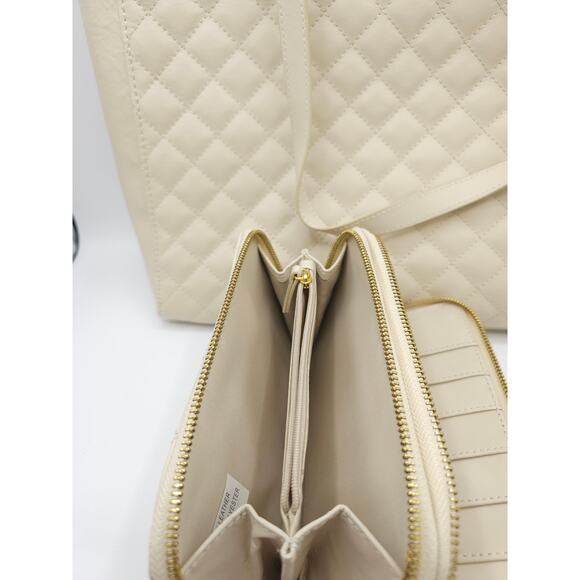 Joy & Iman 100% Leather Tan Handbag With Matching 100% Leather Tan Wallet - Picture 5 of 9